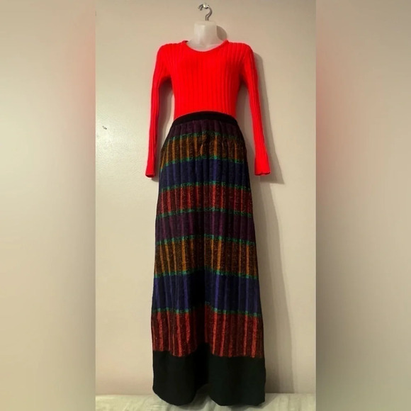 LANVIN Sports Wear Long Sleeve 100% Wool Knit Long Dress Vintage 70’s Size 8 - Picture 2 of 13